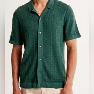 Abercrombie Knit Stitch Button Shirt. Size M. Green